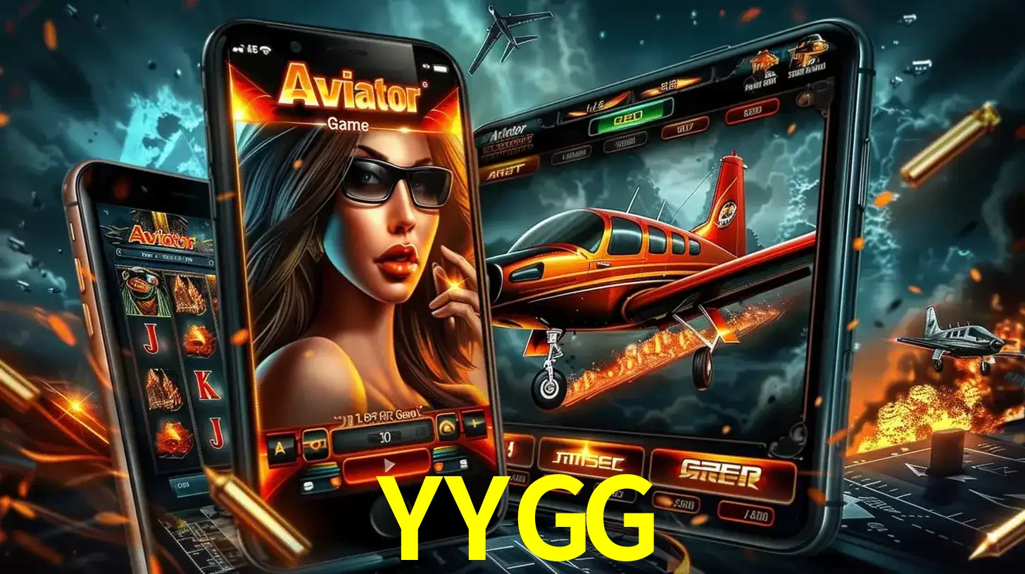 O popular jogo de apostas Aviator exibido em vários celulares e tablets, mostrando a interface emocionante e a ação de voo disponíveis para jogar agora no YYGG.