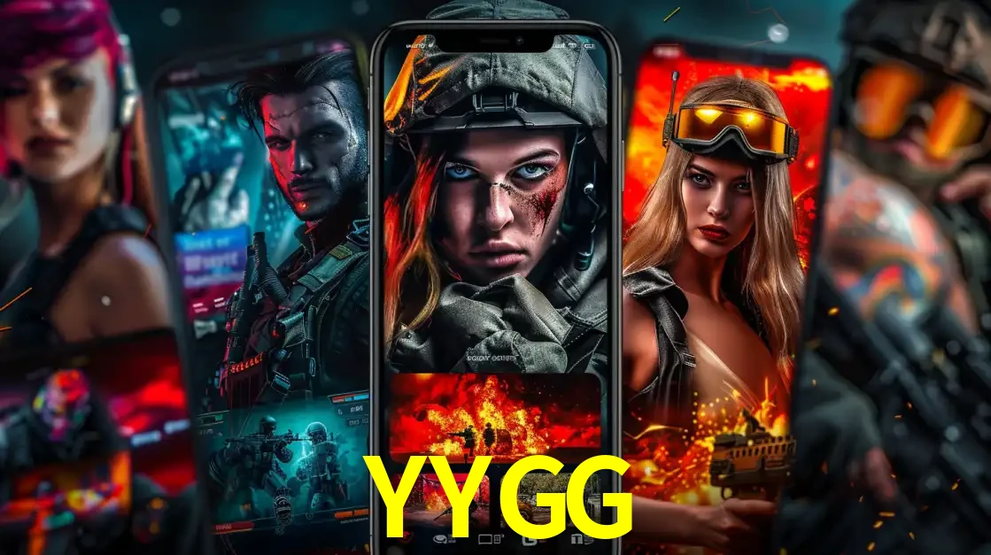 Montagem de telas de celular mostrando diversos personagens, masculinos e femininos, de um jogo de tiro, ilustrando a diversidade de equipes de e-sports para apostar no YYGG.